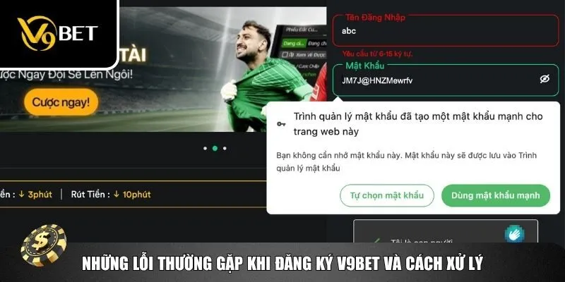 Khắc phục lỗi đăng ký V9bet