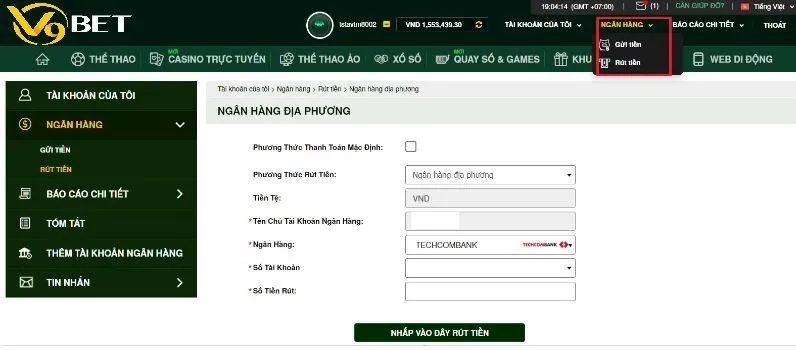 Hướng dẫn rút tiền từ V9bet – Minh bạch, rõ ràng và nhanh gọn